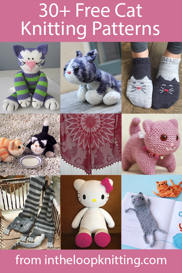 Cat and Kitten Knitting Patterns. Knitting patterns for cat and kitten softies, hats, scarves, and more. Most patterns are free.